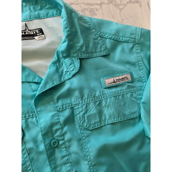 HABIT Men's Vented Fishing Shirt ~ Short Sleeve ~ GREEN~ Size Medium - Picture 2 of 9